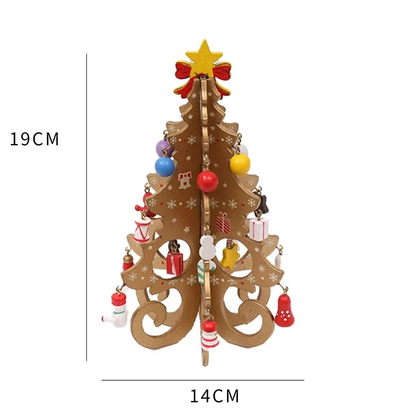 Creative DIY Wooden Christmas Tree Window Shop Mall Desktop Display Props Ornament Holiday Gifts Decoration Ornaments