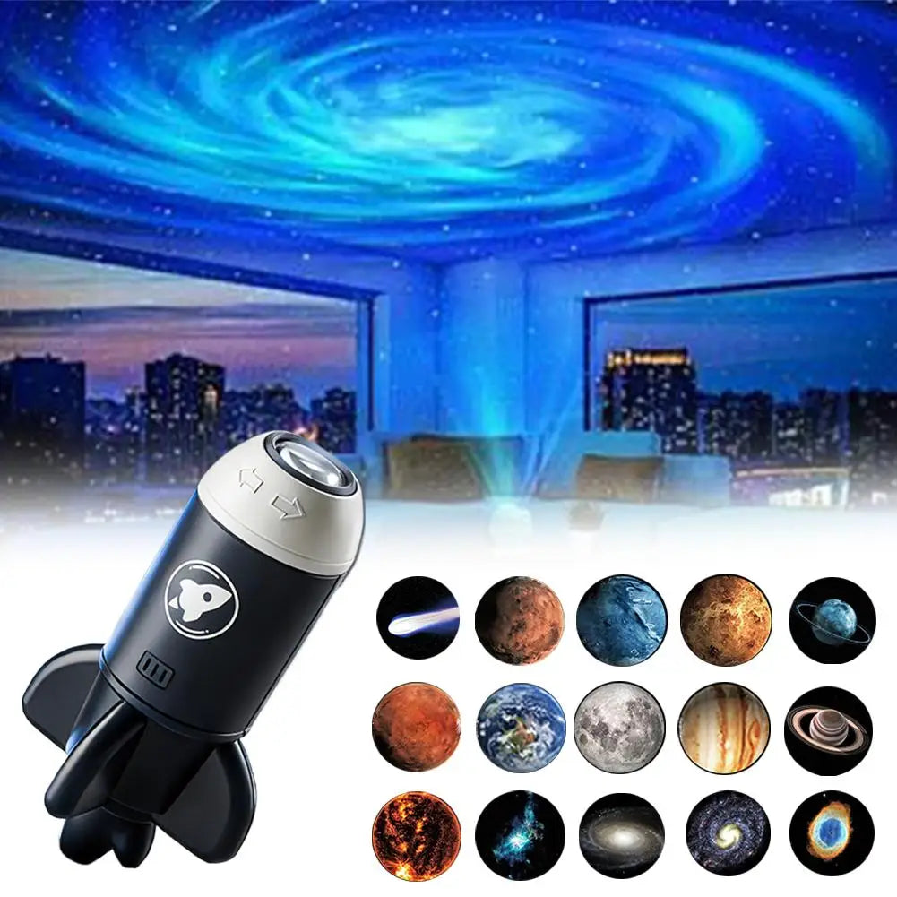 Mini USB galaxy Projector Night Light 360° Rotate Night Light Lamp With Random 6 Sky Projector Films Home Starry Sky Projector