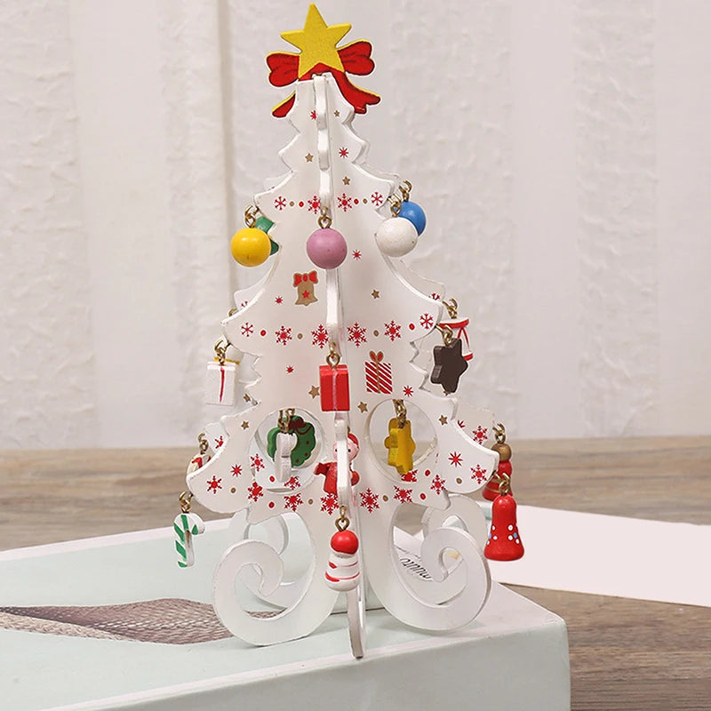 Creative DIY Wooden Christmas Tree Window Shop Mall Desktop Display Props Ornament Holiday Gifts Decoration Ornaments