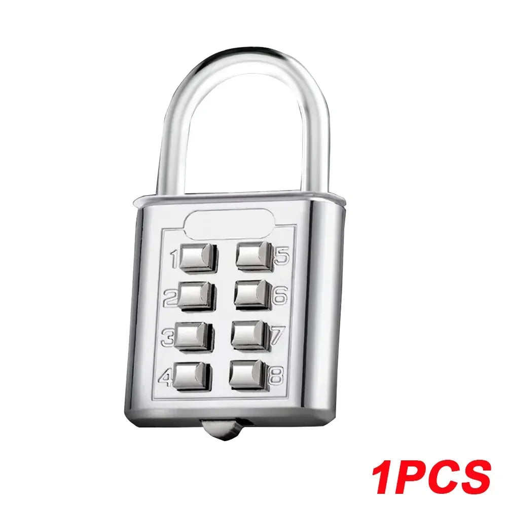 8 Digit Padlock Outdoor Waterproof Combination Zinc Alloy Travel Luggage Lock with Key for Suitcase Backpack Anti-Theft