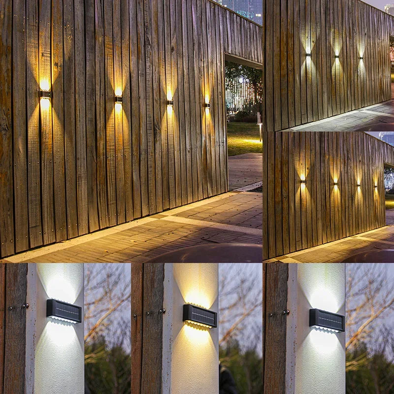 Solar Wall Lamp Outdoor Warm Light Waterproof Up And Down Luminous Lighting Balcony Yard Garden Decoration Lights Exterior Wall