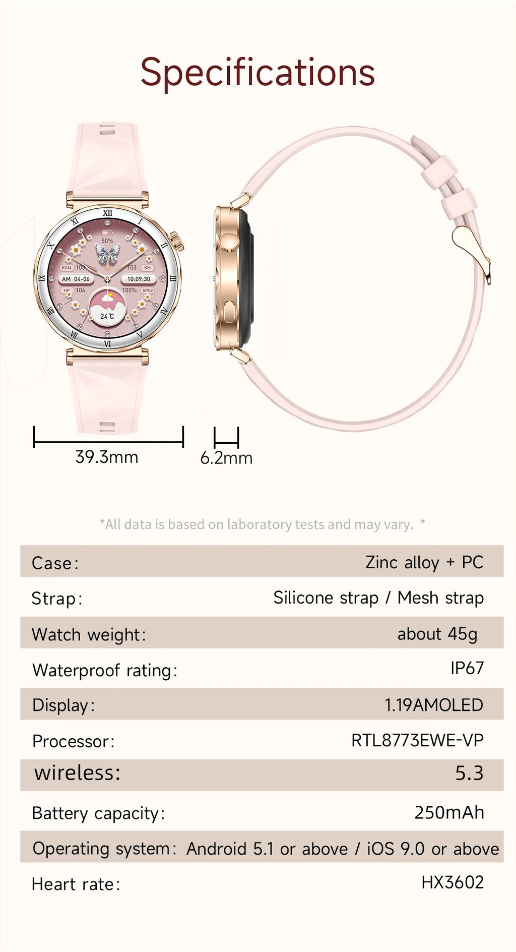 LIGE 2026 New Smartwatch Women 1.19" AMOLED Screen Always On Display Bluetooth Call Waterproof Lady Smart Watch For Android iOS