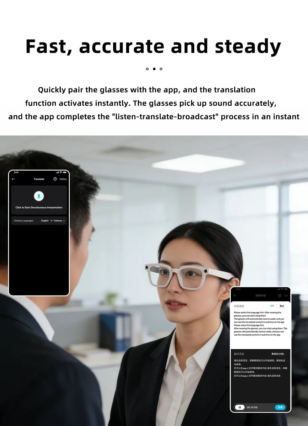 2026 AI Smart Camera Glasses 8MP 1200P Video Record Real-Time Translation Object Recognition AI Q&A Color Changing Smart Glasses