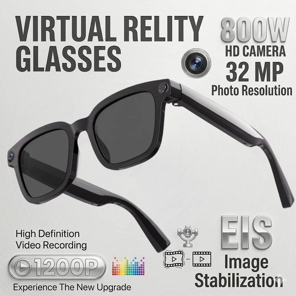 2026 AI Smart Camera Glasses 8MP 1200P Video Record Real-Time Translation Object Recognition AI Q&A Color Changing Smart Glasses