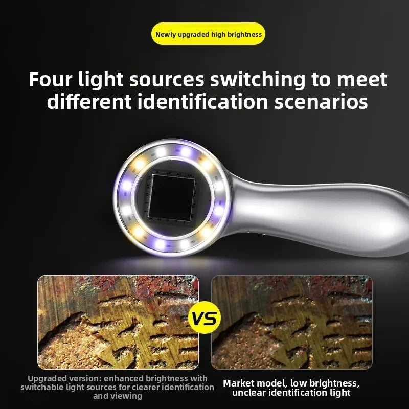 Magnifying Glass Rechargeable with UV Light High-definition High Magnification with Scale for Identifying Jewelry and Stamps