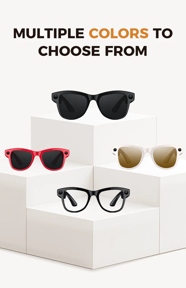 AI Smart Glasses 4KHD Camera 3600mAh Charging Case 120+Language Translation Bluetooth Call Music Sunglasses Outdoor Color Change
