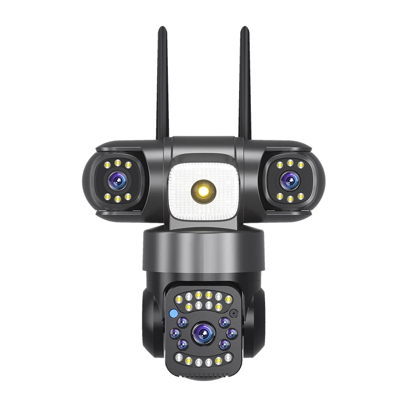 15MP 8K Wifi IP Camera Solar Outdoor Waterproof Three Lenses Camera HD Low Power Battery PIR Night Vision CCTV Security Cam