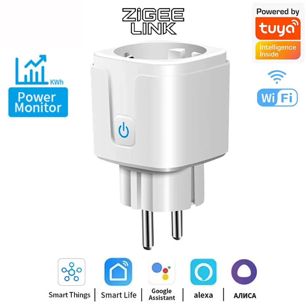 WiFi Zigbee3.0 EU Smart Plug Wireless Remote Control Outlet Real-Time Energy Data Monitor Timing Compatible Tuya Smart Life