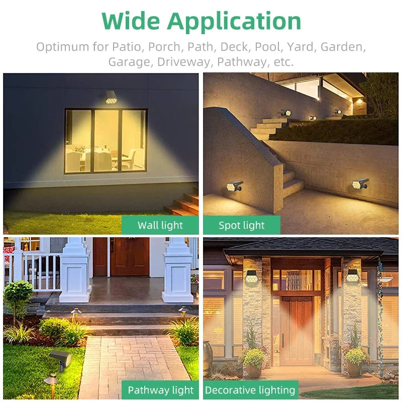 Solar Lights Outdoor  92 LED Solar Spot Lights Outdoor IP67 Waterproof Solar Garden Lights 2 In 1 for Yard Garden Porch
