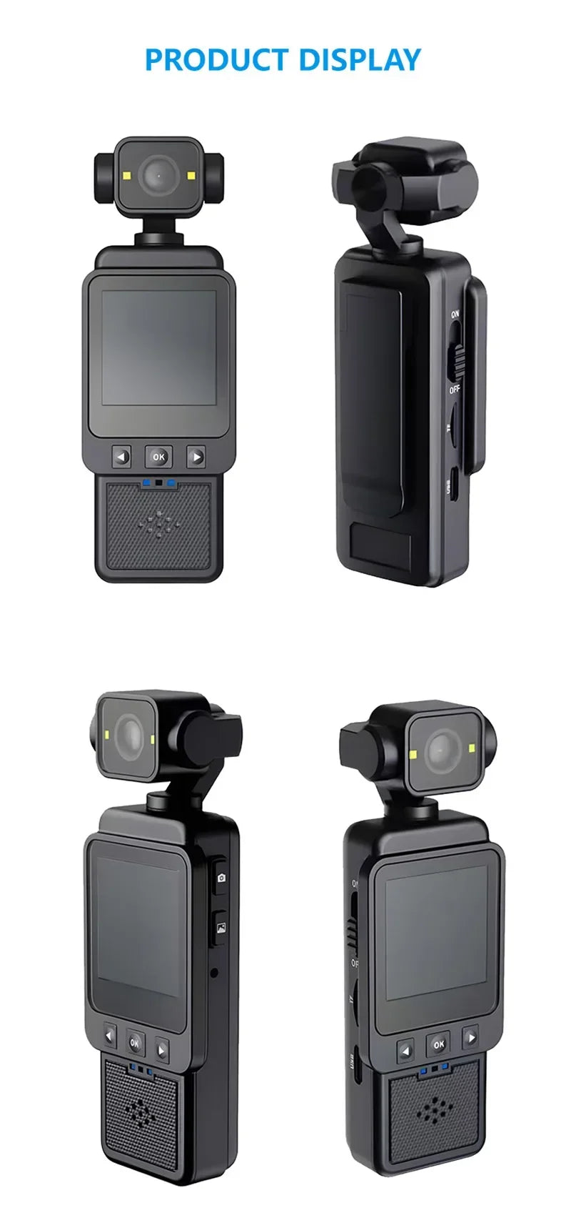 2026 New Handheld Sports Camera With180 Degree Rotating Lens 4K HD Wireless Wifi Video Recorder Built-in Fill Light Camera