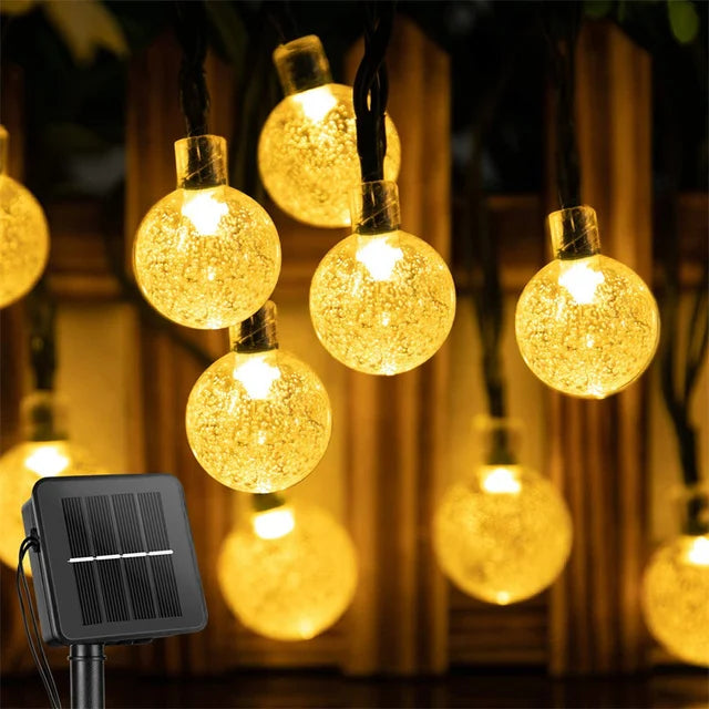 Solar String Lights Outdoor 200 Led Crystal Globe Lights Waterproof Solar Festoon Fairy Light for Garden Christmas Outdoor Decor