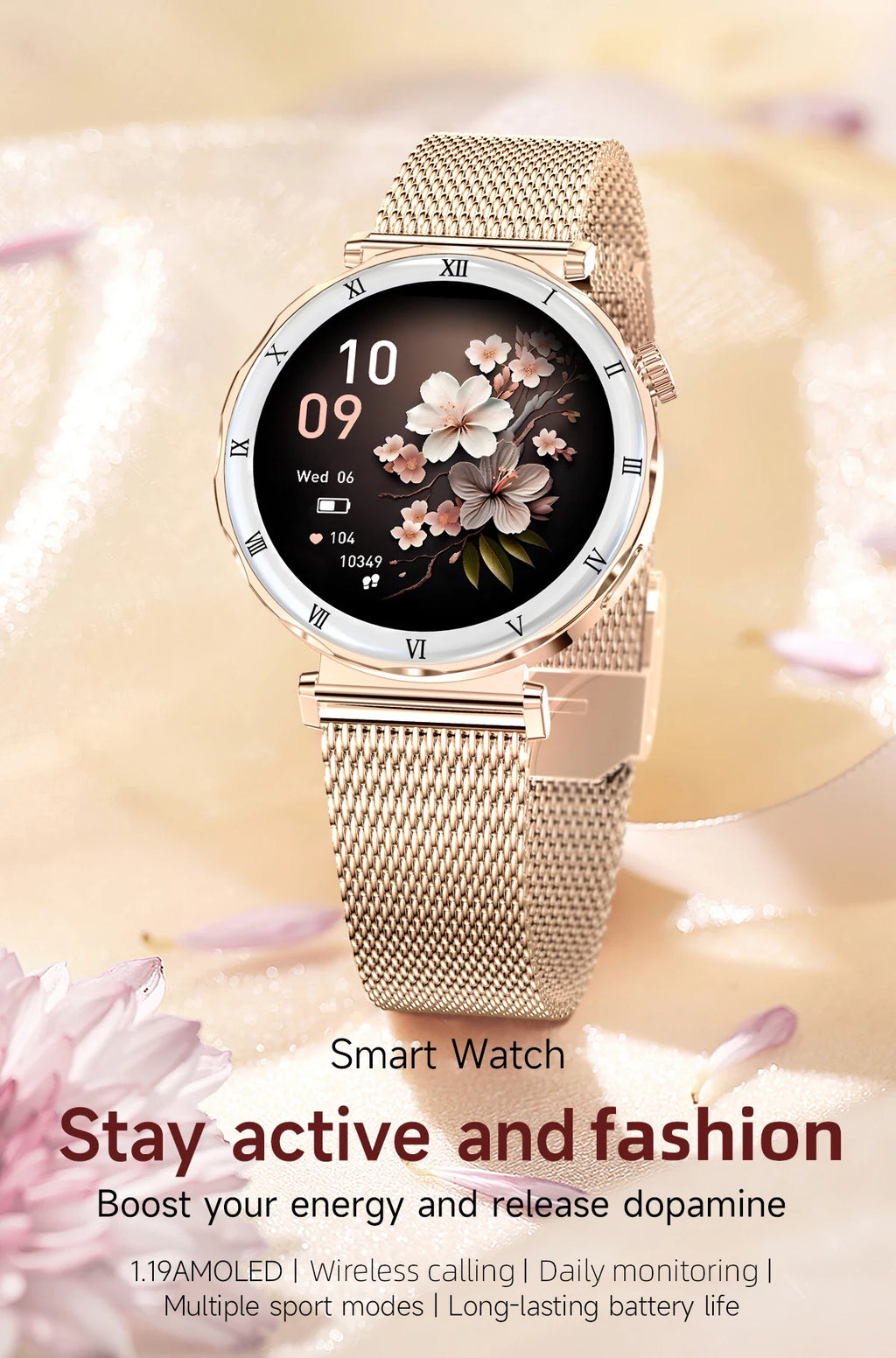 LIGE 2026 New Smartwatch Women 1.19" AMOLED Screen Always On Display Bluetooth Call Waterproof Lady Smart Watch For Android iOS