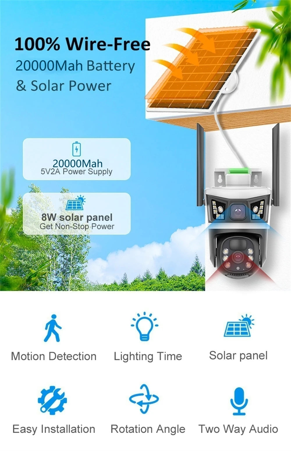 4G Solar Camera Outdoor 12MP 6K Dual Lens Dual Screens Security Video Monitor Cam Night Vision Waterproof CCTV IP Cameras Yoosee