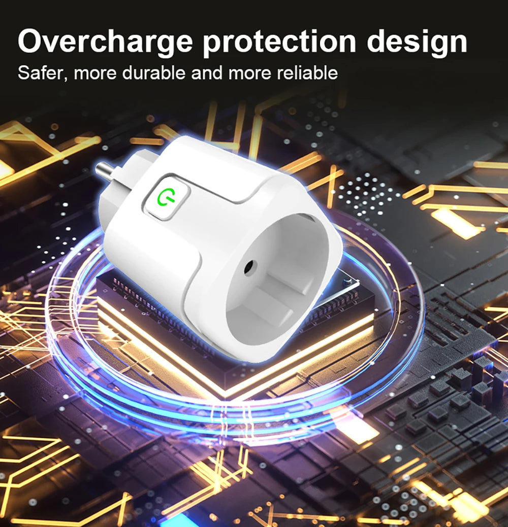 Tuya Smart Plug WiFi EU Universal 16A With Power Monitor Remote Timing Socket Outlet Works With Yandex Alice, Alexa, Goole Home