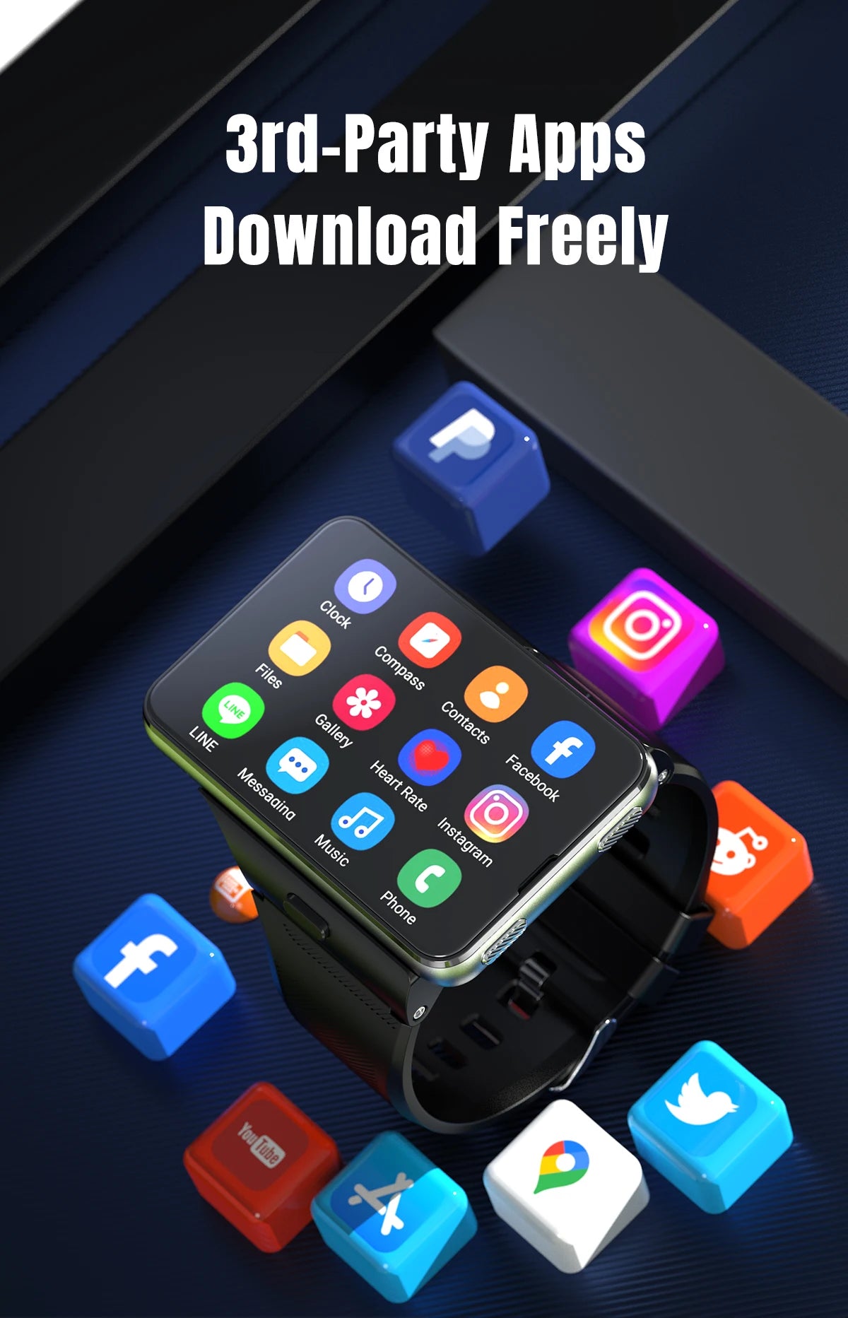2026New 4G Sports SmartWatch S999 2.88 Inch Quad Core Android 9.0 OS Smartwatch 2300 MAh 13MP Camera 4GB/64GB Heart Rate Monitor