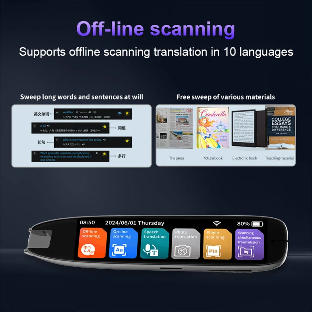 S65pro Reader Device Dictionary Translation Pen Scan Text Scanning Reading Translator WiFi/BT Connection Online Photo Translate