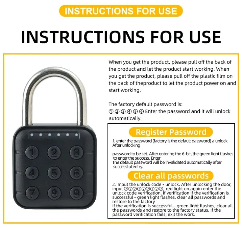 Tuya Smart Bluetooth Password Fingerprint Padlock Waterproof Keyless Security Electronic Luggage Bag Case Anti-theft Lock