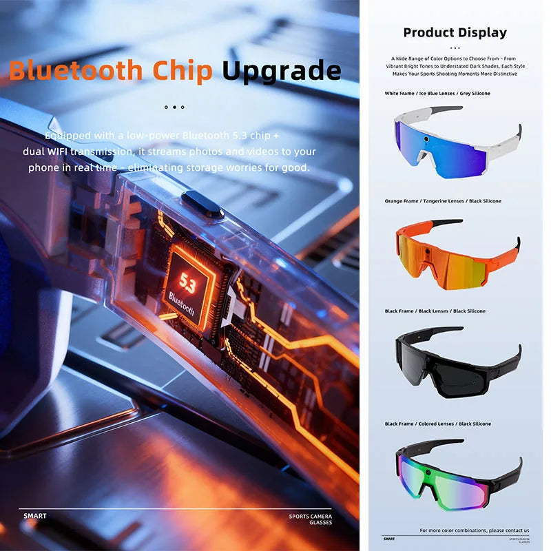 2026 New AI Smart Glasses 800W Camera HD Anti-shake Bicycle Riding Shooting&recording IP54 Water & Dust Translation Smartglasses