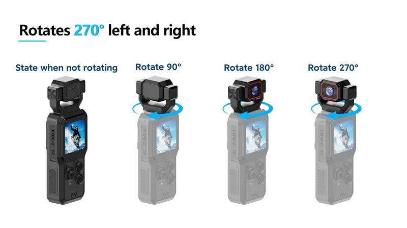 Lenovo 2026 New 1080P HD Action Camera with Screen Wi-Fi Rotating Lens Night Shooting Flash Portable Handheld Vlog Recorder