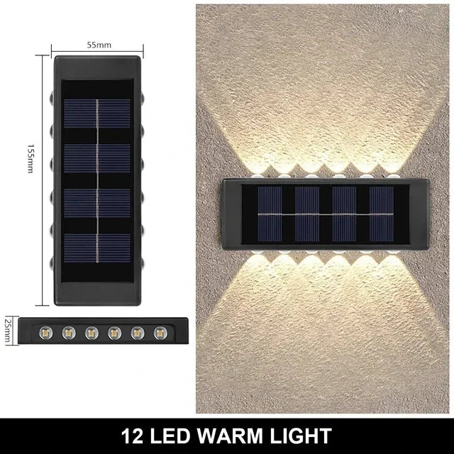 Solar Outdoor Wall Light 12 LED Waterproof Garden Light Courtyard Balustrade Decorative Atmosphere Lamp Down Luminous Solar Lamp