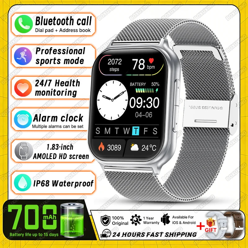 2026 New Smartwatches Men Women Sports Fitness Tracker IP68 Waterproof Built-in 24H Heart Rate 700 mAh Battery Call Smart Watch