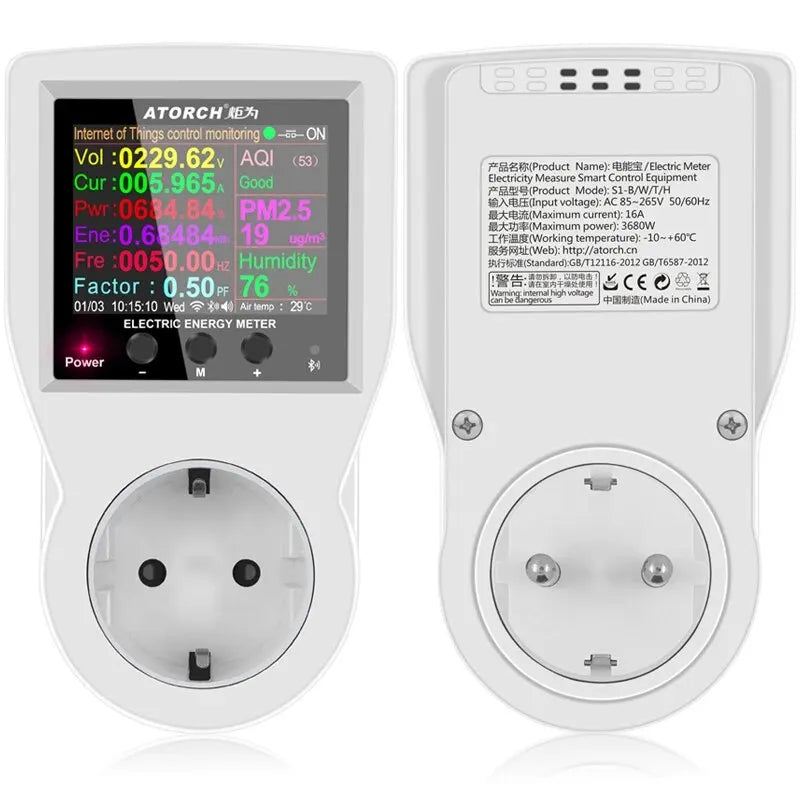 AC85-265V 16A Tuya WIFI Smart Socket Digital Wattmeter Electricity Consumption Power Kwh With Switch Power Energy Meter