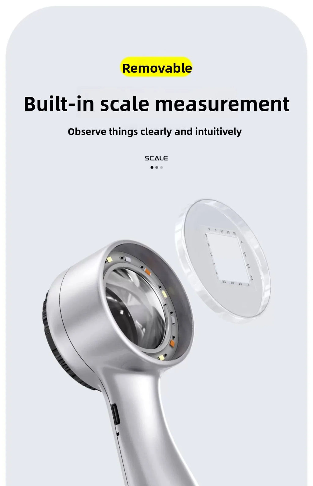 Magnifying Glass Rechargeable with UV Light High-definition High Magnification with Scale for Identifying Jewelry and Stamps