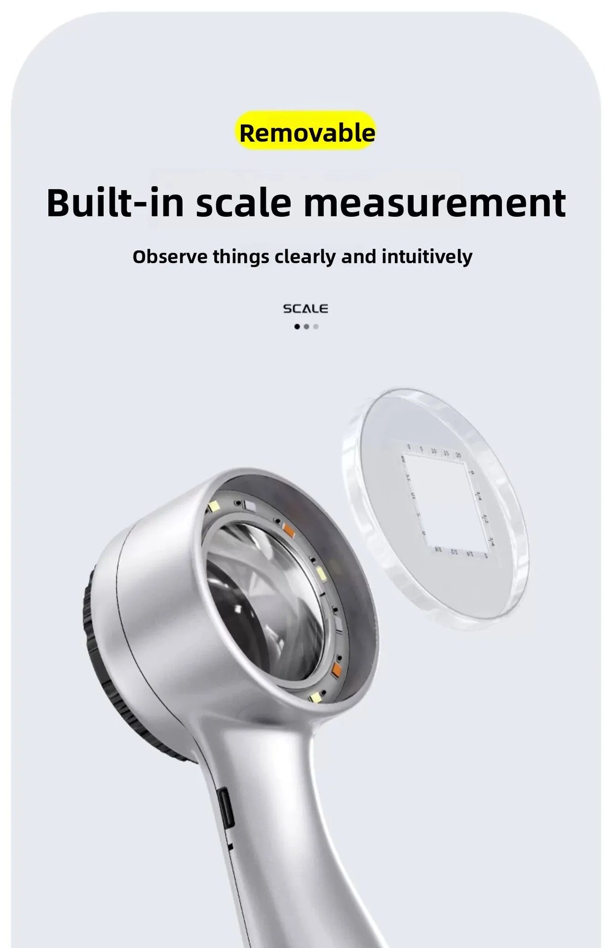 Magnifying Glass Rechargeable with UV Light High-definition High Magnification with Scale for Identifying Jewelry and Stamps