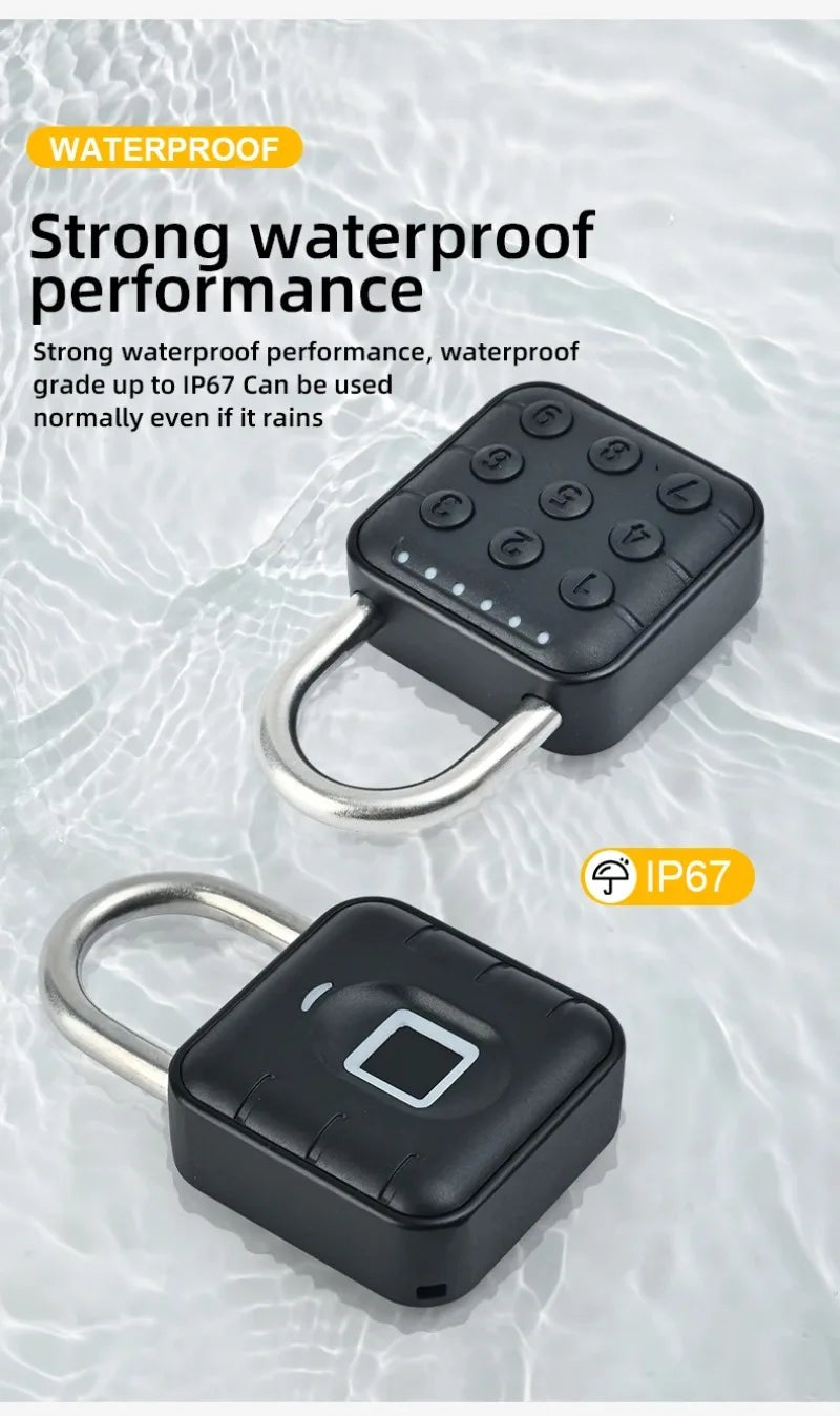 Tuya Smart Bluetooth Password Fingerprint Padlock Waterproof Keyless Security Electronic Luggage Bag Case Anti-theft Lock