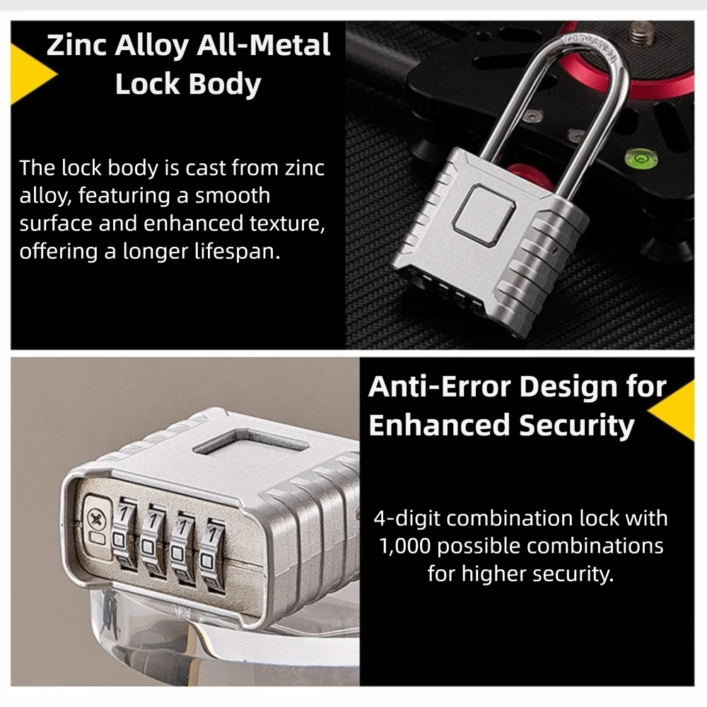 Alloy Combination Padlock Waterproof 4-Digit Number Password Code Locks Anti Theft Heavy Duty Drawer Cabinet Lock