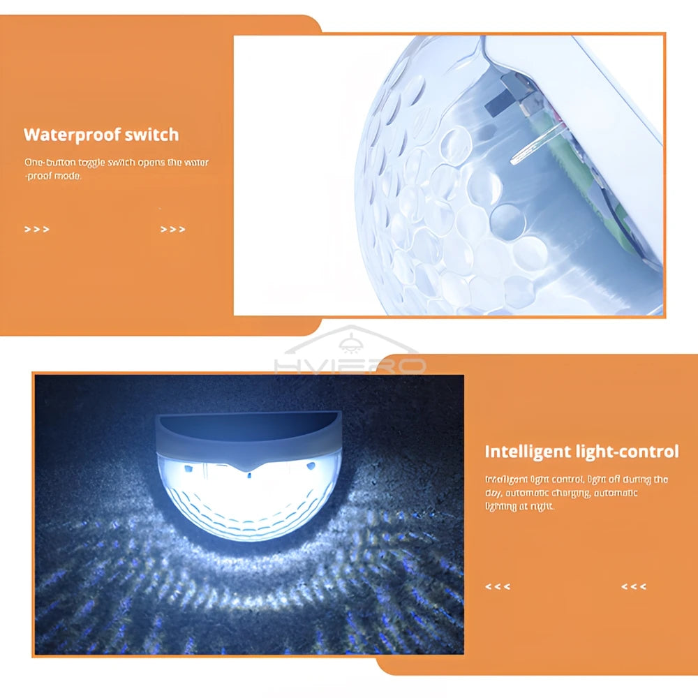 Solar Lights Outdoor 6LED Semi-circular Wall Step Garden Layout Terrace Ambiance Decorated IP65 Waterproof Family Courtyard Lamp