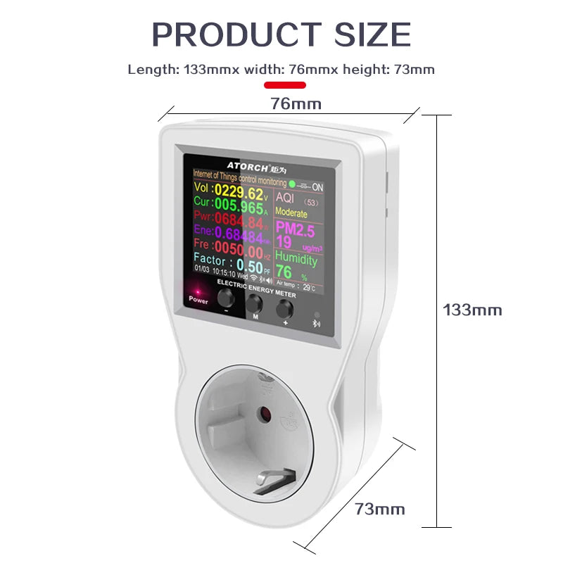 AC85-265V 16A Tuya WIFI Smart Socket Digital Wattmeter Electricity Consumption Power Kwh With Switch Power Energy Meter