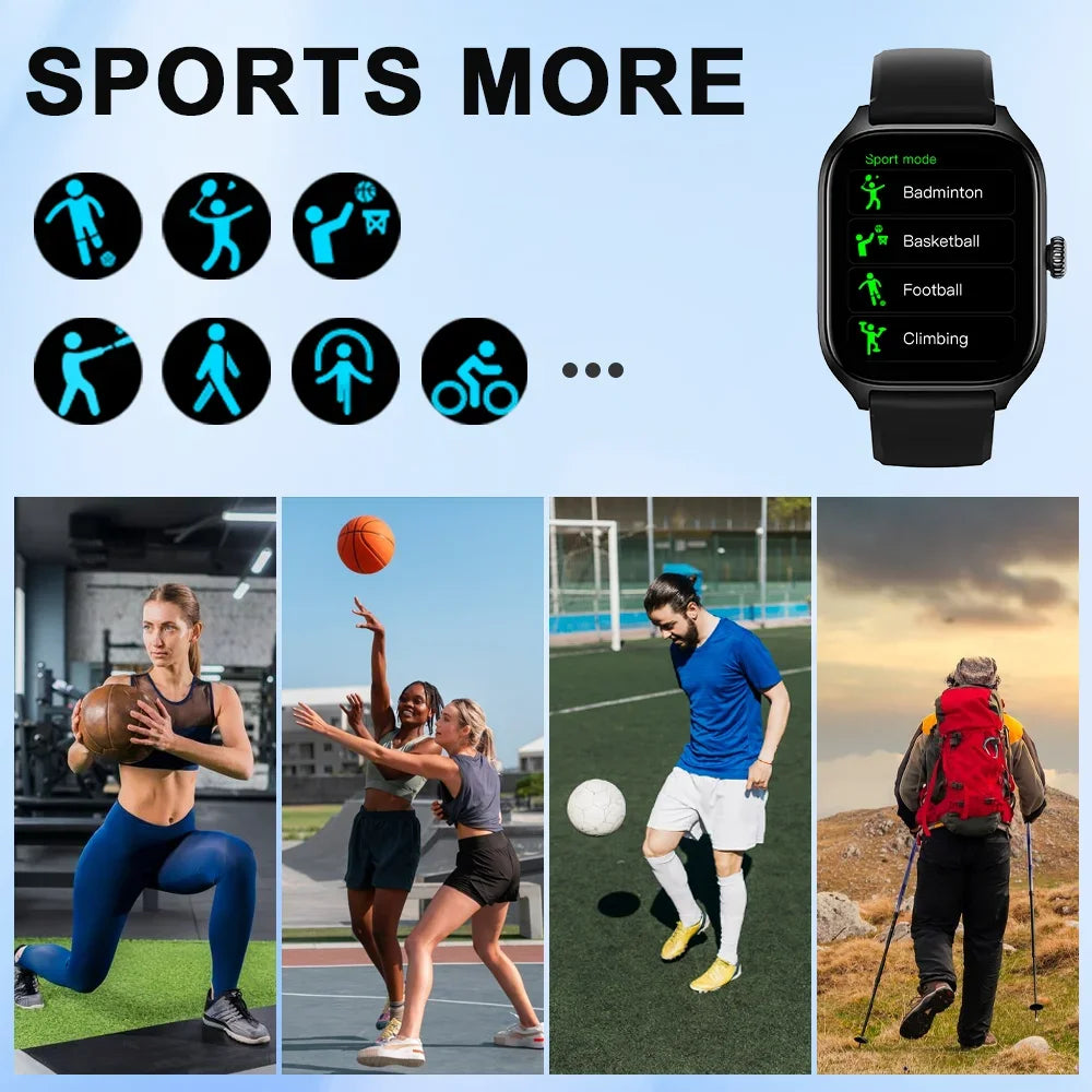 2026 New Men's Smart Watch Women's Gift 2.01inch HD Full Touch Screen Sports Fitness Watch Electronics Bluetooth Talk Smartwatch