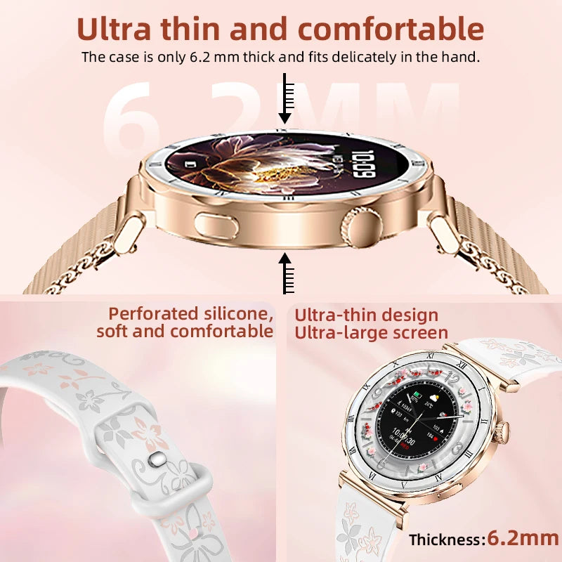 LIGE 2026 New Smartwatch Women 1.19" AMOLED Screen Always On Display Bluetooth Call Waterproof Lady Smart Watch For Android iOS