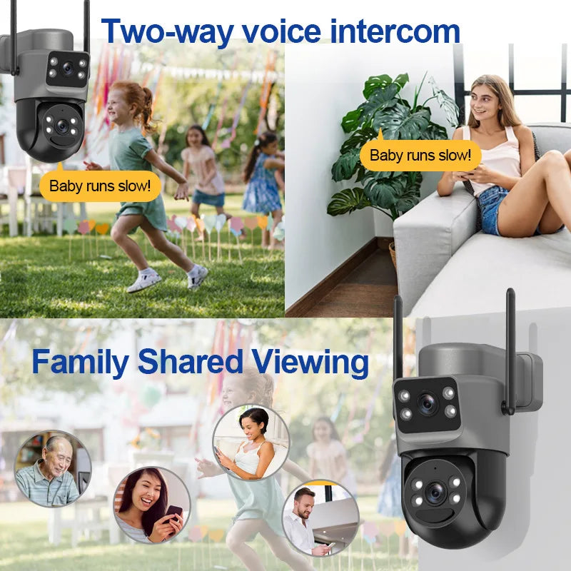 2.8'' 8MP Solar Camera Outdoor Dual Lens Wireless WIFI Surveillance IP Camera PIR Human Detection Solar Security CCTV Cam