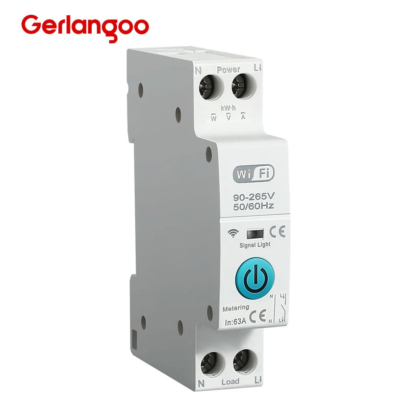 Tuya WiFi Smart Circuit Breaker MCB 1P+N 63A Timer Power Energy kWh Voltage Current Meter Protector Voice Remote Control Switch