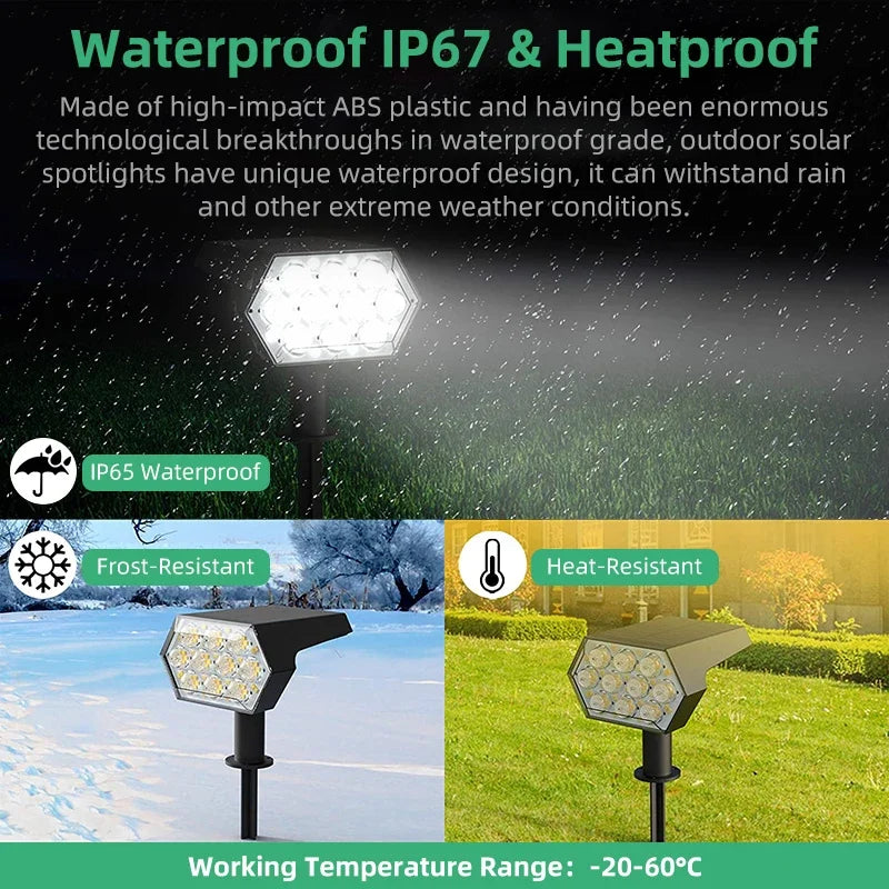Solar Lights Outdoor  92 LED Solar Spot Lights Outdoor IP67 Waterproof Solar Garden Lights 2 In 1 for Yard Garden Porch