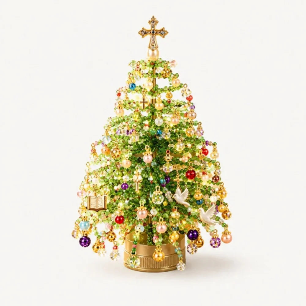 DIY Beaded Christmas Tree Kit, Crystal Bead Holiday Craft Set | DIY Beaded Christmas Tree Kit with Crystal Beads and Ornaments