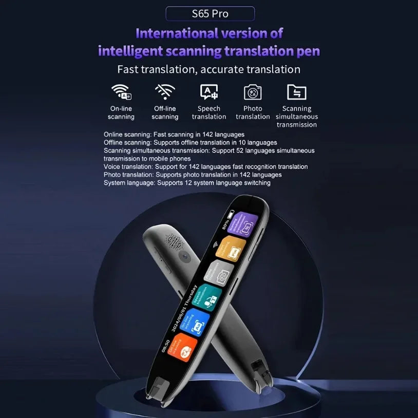 S65pro Reader Device Dictionary Translation Pen Scan Text Scanning Reading Translator WiFi/BT Connection Online Photo Translate
