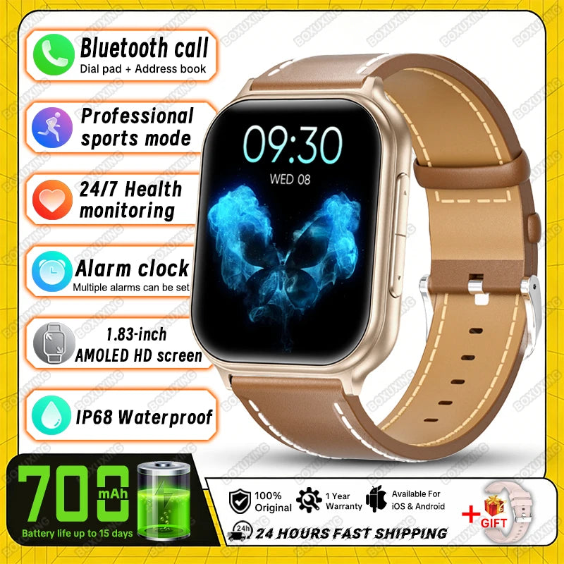 2026 New Smartwatches Men Women Sports Fitness Tracker IP68 Waterproof Built-in 24H Heart Rate 700 mAh Battery Call Smart Watch