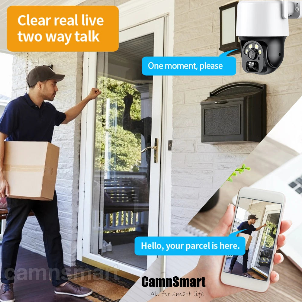 Tuya Solar WIFI Outdoor Camera Wireless Built-in 9600mAh Battery 3MP PTZ PIR Human Detection Two Way Talk 4X Zoom Security  Home