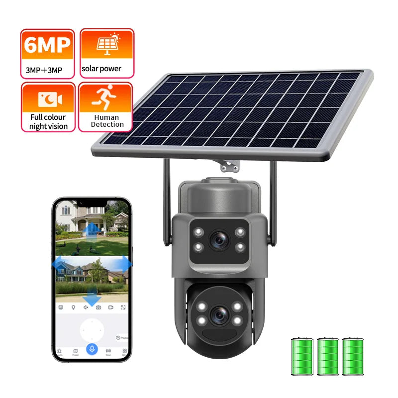 2.8'' 8MP Solar Camera Outdoor Dual Lens Wireless WIFI Surveillance IP Camera PIR Human Detection Solar Security CCTV Cam