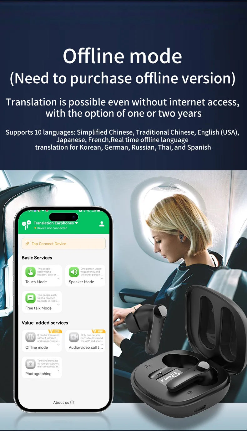 New Translation Headphones 144 Translanguages Instant Translate Smart Voice Translator B11 Wireless Bluetooth Translator Earphon