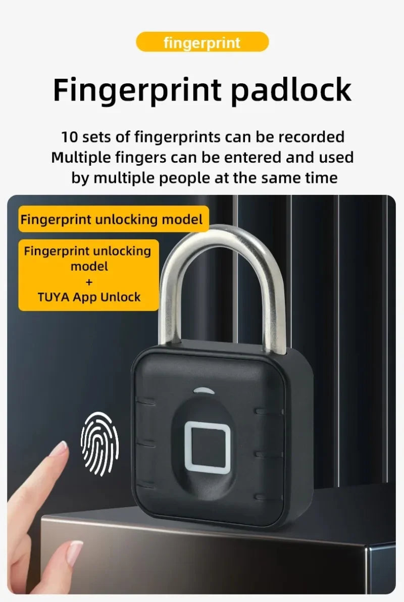 Tuya Smart Bluetooth Password Fingerprint Padlock Waterproof Keyless Security Electronic Luggage Bag Case Anti-theft Lock