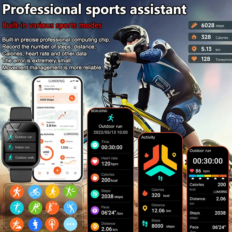 2026 New Smartwatches Men Women Sports Fitness Tracker IP68 Waterproof Built-in 24H Heart Rate 700 mAh Battery Call Smart Watch