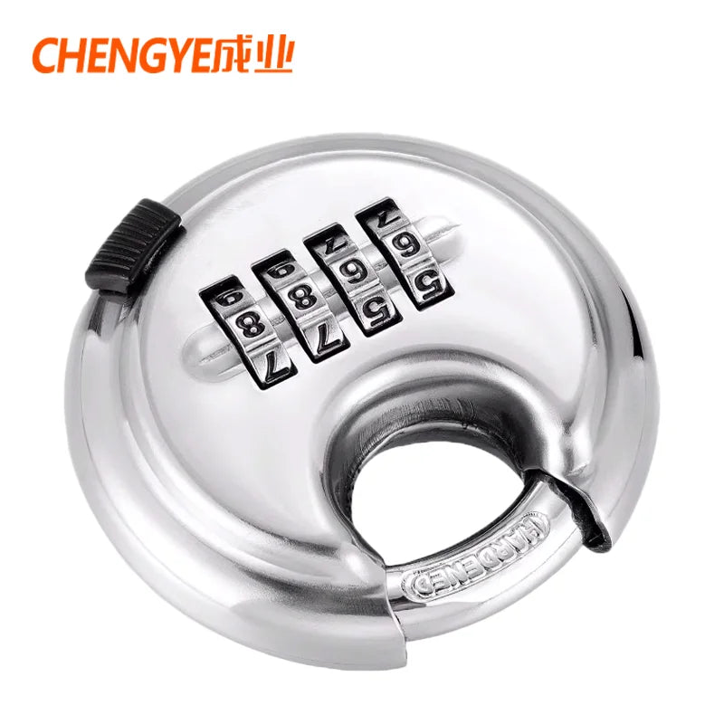 Password lock stainless steel round head password padlock warehouse round padlock waterproof and rust proof outdoor lock