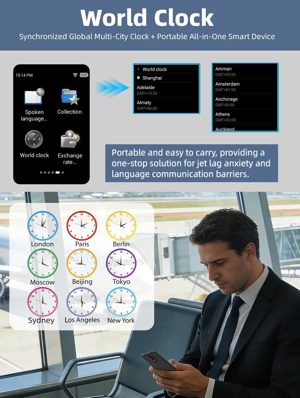 T26 T17 Metal Translator 17 Languages Offline 1+16GB Storage Professional Real-Time Interpreter for Business Meetings