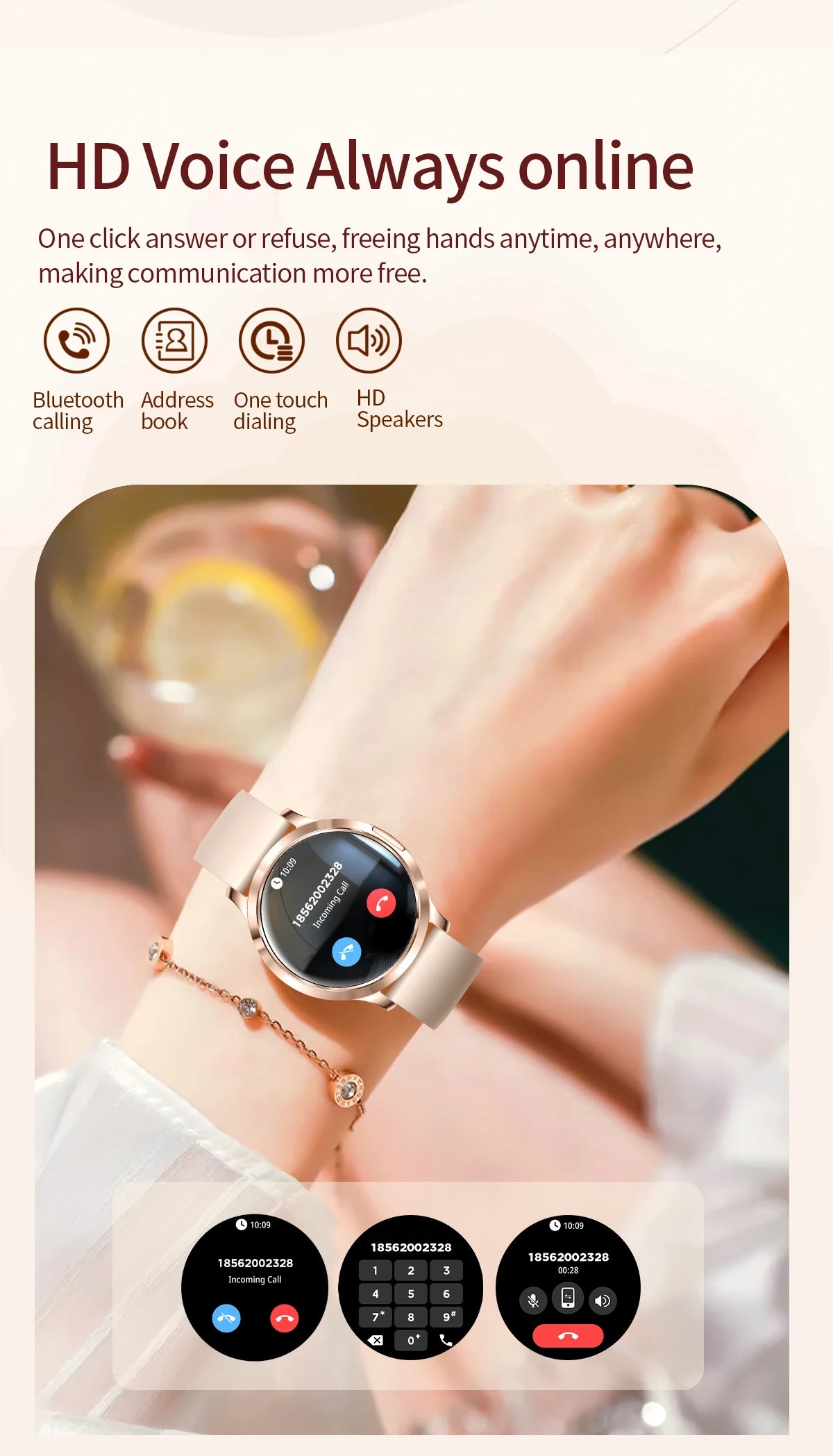 2026 New Smart Watch For Women 1.32" AMOLED Display Answer Make Call Message Health Sport Watch Ladies' Gift Music Digital Clock