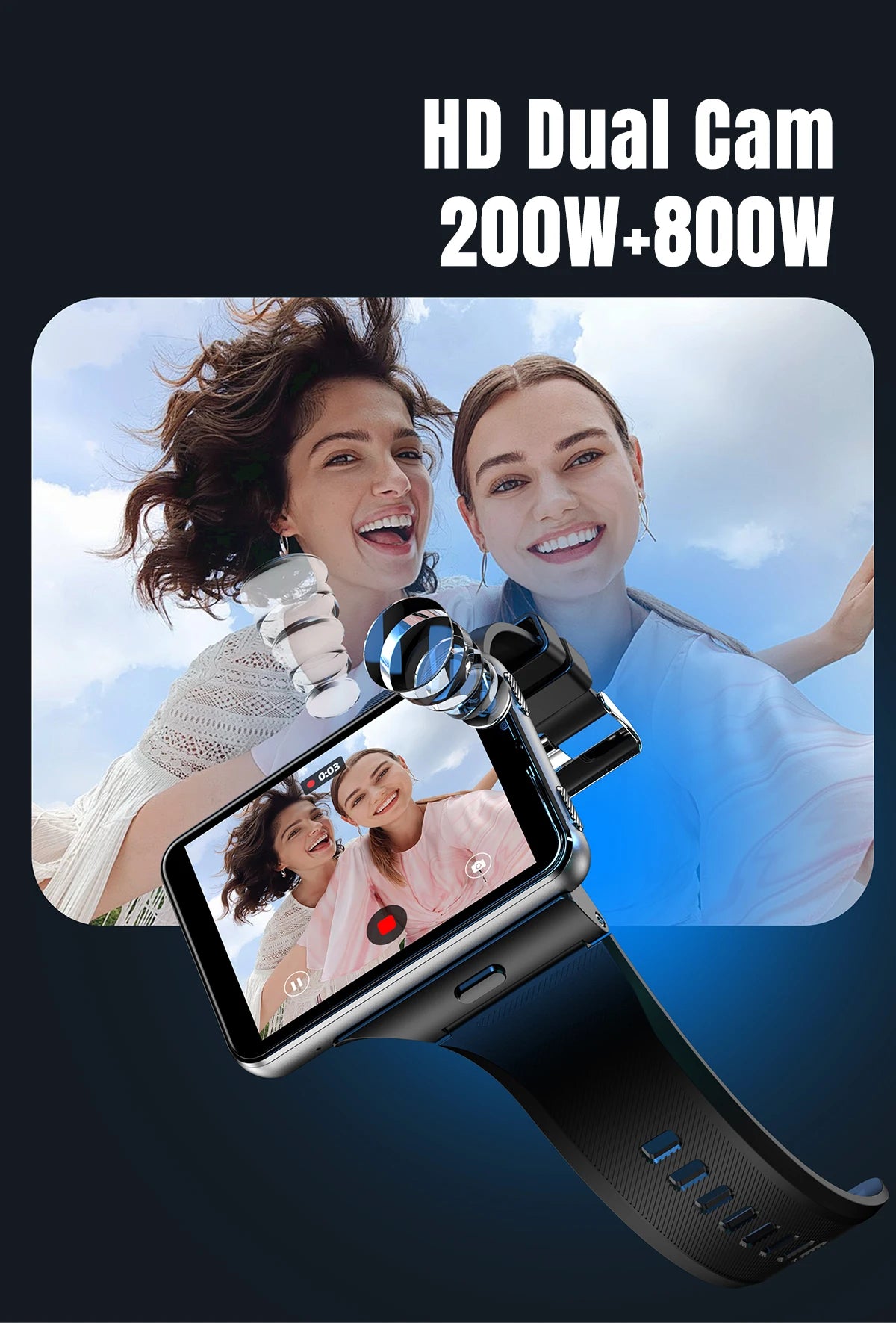 2026New 4G Sports SmartWatch S999 2.88 Inch Quad Core Android 9.0 OS Smartwatch 2300 MAh 13MP Camera 4GB/64GB Heart Rate Monitor