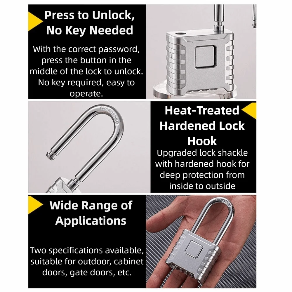 Alloy Combination Padlock Waterproof 4-Digit Number Password Code Locks Anti Theft Heavy Duty Drawer Cabinet Lock